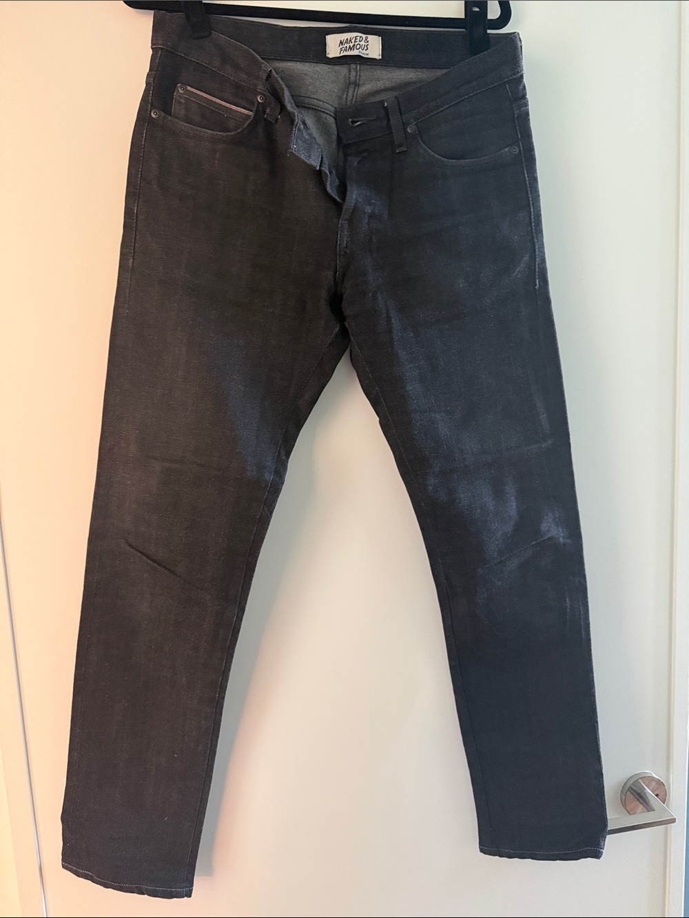 Naked & Famous Denim Slim Straight Washed Black Jeans